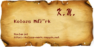 Kolozs Márk névjegykártya